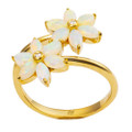* ELECTRIC GEM 14KT GOLD & DIAMOND AUSTRALIAN WHITE OPAL RING