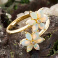 * ELECTRIC GEM 14KT GOLD & DIAMOND AUSTRALIAN WHITE OPAL RING