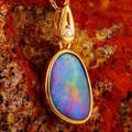 CALM SPLASH 14KT YELLOW GOLD & DIAMOND AUSTRALIAN OPAL NECKLACE