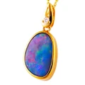 CALM SPLASH 14KT YELLOW GOLD & DIAMOND AUSTRALIAN OPAL NECKLACE