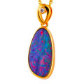 * 1 CONFETTI RAINBOW SPLASH 14KT YELLOW GOLD & DIAMOND AUSTRALIAN OPAL NECKLACE