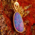 * 1 CONFETTI RAINBOW SPLASH 14KT YELLOW GOLD & DIAMOND AUSTRALIAN OPAL NECKLACE