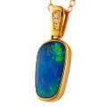 ELECTRIC OCEANS GARDEN 14KT YELLOW GOLD & DIAMOND AUSTRALIAN BLACK OPAL NECKLACE