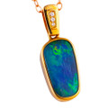 ELECTRIC OCEANS GARDEN 14KT YELLOW GOLD & DIAMOND AUSTRALIAN BLACK OPAL NECKLACE