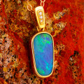 ELECTRIC OCEANS GARDEN 14KT YELLOW GOLD & DIAMOND AUSTRALIAN BLACK OPAL NECKLACE