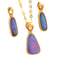 * 1 RED MOUNTAIN 14KT GOLD & DIAMOND AUSTRALIAN OPAL MATCHING SET