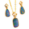 RAINBOW SLIDE 14KT GOLD & DIAMOND AUSTRALIAN OPAL MATCHING SET RAINBOW SLIDE 14KT GOLD & DIAMOND AUSTRALIAN OPAL MATCHING SET