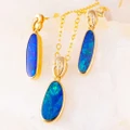 * 1 A MAGICAL GARDEN 14KT YELLOW GOLD & DIAMOND AUSTRALIAN  OPAL JEWELLERY SET