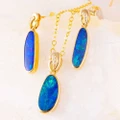 * 1 A MAGICAL GARDEN 14KT YELLOW GOLD & DIAMOND AUSTRALIAN  OPAL JEWELLERY SET