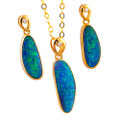 MAGICAL WONDERLAND 14KT YELLOW GOLD & DIAMOND AUSTRALIAN  OPAL JEWELLERY SET