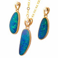 MAGICAL WONDERLAND 14KT YELLOW GOLD & DIAMOND AUSTRALIAN  OPAL JEWELLERY SET