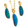 MAGICAL WONDERLAND 14KT YELLOW GOLD & DIAMOND AUSTRALIAN  OPAL JEWELLERY SET