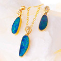 MAGICAL WONDERLAND 14KT YELLOW GOLD & DIAMOND AUSTRALIAN  OPAL JEWELLERY SET