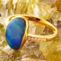 BAY WATER GLITTER 14KT YELLOW GOLD & DIAMOND AUSTRALIAN OPAL RING