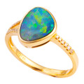 HEAVENS ABUNDANCE 14KT YELLOW GOLD & DIAMOND AUSTRALIAN OPAL RING