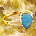 HEAVENS ABUNDANCE 14KT YELLOW GOLD & DIAMOND AUSTRALIAN OPAL RING