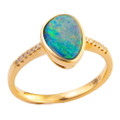 SUMMERS BRILLIANCE 14KT YELLOW GOLD & DIAMOND AUSTRALIAN OPAL RING