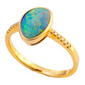 * 1 SUMMERS BRILLIANCE 14KT YELLOW GOLD & DIAMOND AUSTRALIAN OPAL RING