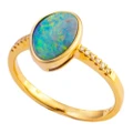 * 1 SUMMERS BRILLIANCE 14KT YELLOW GOLD & DIAMOND AUSTRALIAN OPAL RING