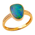 *MYSTICAL WONDERLAND 14KT YELLOW GOLD & DIAMOND AUSTRALIAN OPAL RING *MYSTICAL WONDERLAND 14KT YELLOW GOLD & DIAMOND AUSTRALIAN OPAL RING