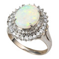 * 1 ETERNAL ABUNDANCE PLATINUM & DIAMOND AUSTRALIAN WHITE OPAL RING