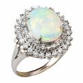 * 1 ETERNAL ABUNDANCE PLATINUM & DIAMOND AUSTRALIAN WHITE OPAL RING