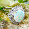 * 1 ETERNAL ABUNDANCE PLATINUM & DIAMOND AUSTRALIAN WHITE OPAL RING
