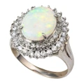 * 1 ETERNAL ABUNDANCE PLATINUM & DIAMOND AUSTRALIAN WHITE OPAL RING
