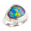 * AURORA IMPERIA 18KT WHITE GOLD & DIAMOND OPAL RING