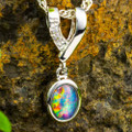 * 1 ECLIPSE FLORA STERLING SILVER AUSTRALIAN OPAL NECKLACE