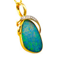 * OCEANHEART LUMINA 14KT GOLD & DIAMOND OPAL PENDANT