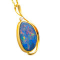 ELYSIAN PRISM 14KT YELLOW GOLD AND DIAMOND OPAL PENDANT