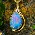 ELYSIAN PRISM 14KT YELLOW GOLD AND DIAMOND OPAL PENDANT