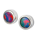 * 1 LUSTREBOUND 14KT WHITE GOLD AUSTRALIAN OPAL STUD EARRINGS