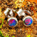 * 1 LUSTREBOUND 14KT WHITE GOLD AUSTRALIAN OPAL STUD EARRINGS
