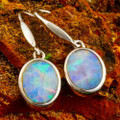 AURORA CASCADE STERLING SILVER AUSTRALIAN OPAL DROP EARRINGS