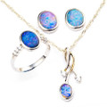 * CELESTIAL FLAME SILVER OPAL JEWELRY SET
