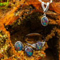 *1 RADIANT FLAME SILVER OPAL JEWELRY SET