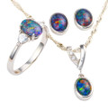 *1 RADIANT FLAME SILVER OPAL JEWELRY SET