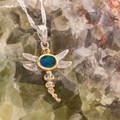 * 1 Bright Solar Flare Dragon Fly Sterling Silver Opal Pendant