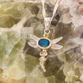 * 1 Bright Solar Flare Dragon Fly Sterling Silver Opal Pendant