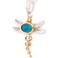 * 1 Bright Solar Flare Dragon Fly Sterling Silver Opal Pendant