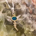 * 1 Bright Solar Flare Dragon Fly Sterling Silver Opal Pendant