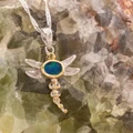 * 1 Bright Solar Flare Dragon Fly Sterling Silver Opal Pendant