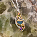 Geode Glimmer Sterling Silver Opal Pendant