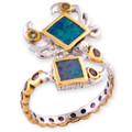 Ocean Cab Sparkle Sterling Silver Couture Opal Ring