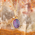Eternal Flame 14kt Gold  & Diamond Opal Pendant