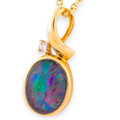 Eternal Flame 14kt Gold  & Diamond Opal Pendant