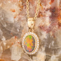 * Bright Solar Embrace Couture 14kt Gold & Diamond Opal Pendant