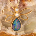 * 1  Golden Butterfly 14kt Gold Opal Pendant
